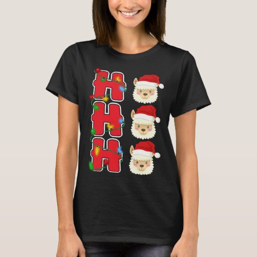 T-shirt Ho Ho Ho Santa Llama Christmas (Devant)