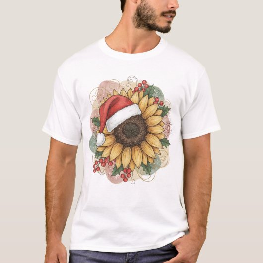 T-shirt Ho Ho Ho Sunflower Santa (Devant)