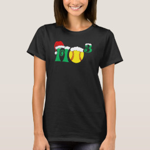 T-shirt Ho Ho Ho X 3 Softball Christmas Holiday Père Noël