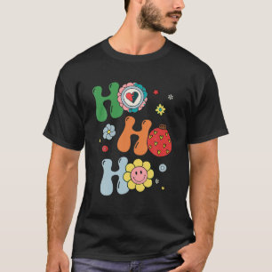T-shirt Ho Ho Ho Xmas Super Retro Smile Face Hippie Chris