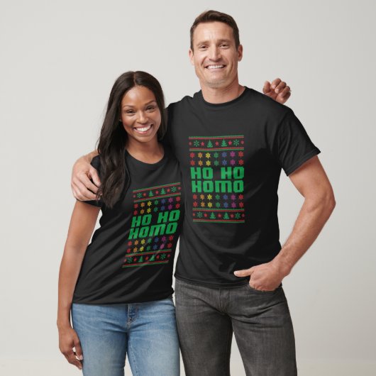 T-shirt Ho Ho Homo Funny Homosexuel Bisexual Gay Christmas (Unisexe)