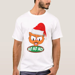 T-shirt Ho Ho NON ! Chat de dessin animé anti-fêtes sarcas