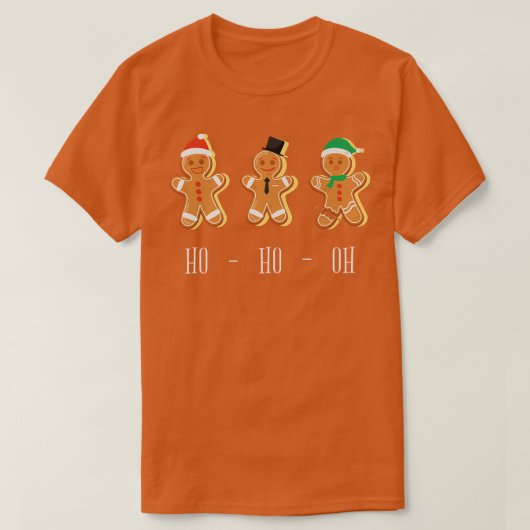 T-shirt HO HO OH Funny Christmas Baking Gingerbread  (Design devant)