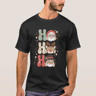 T-shirt Ho Ho Retro Cute Reindeer Père Noël Snowman Christ