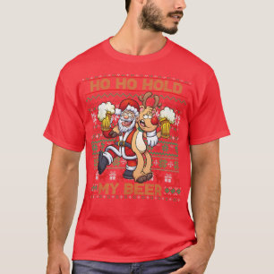 T-shirt Ho Ho Tenir Ma Bière Vilaine Noël Père Noël Reinde