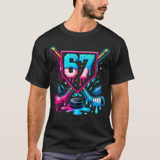 T-shirt Hockey Drip 6 7 Numéro 67 Six Sept Mème Hommes