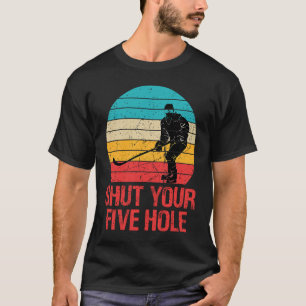 T-shirt Hockey Fermez vos cinq trous Retro Vintage 70's 80