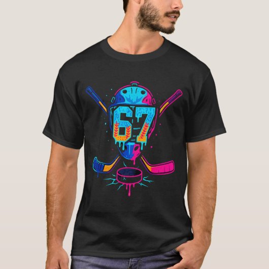 T-shirt Hockey Ice Cream Drip Number 67 Player 67th Birthd (Devant)