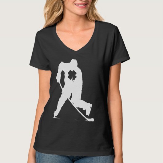 T-shirt Hockey Player Lucky Shamrock C St Patricks Day Boy (Devant)