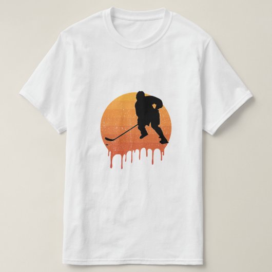 T-shirt Hockey Retro Sunset Design (Design devant)