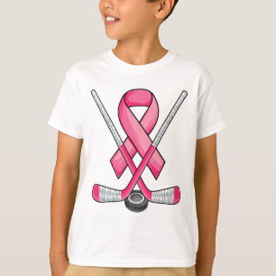 T-shirt Hockey sur glace rose Ruban de la poitrine Cancer