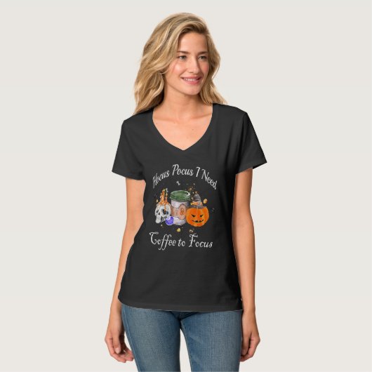 T-shirt Hocus Pocus I Need Coffee to Focus Halloween Teach (Devant entier)