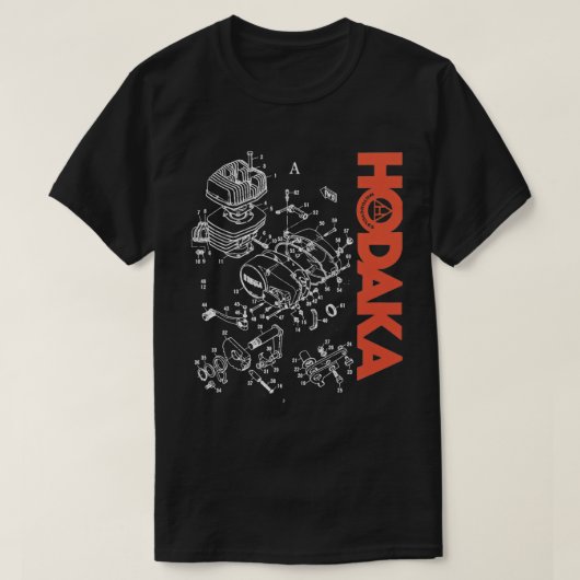 T-shirt Hodaka 1970s Moto Dirtbike Black Exploded En (Design devant)