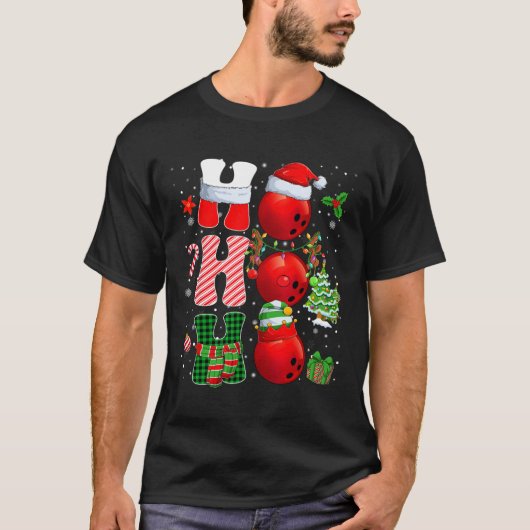 T-shirt Hohoho Père Noël Elf Reindeer Bowling Bylles Et Ch (Devant)