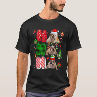 T-shirt HOHOHO Santa Elf Renne English Bulldog Chiens Xma