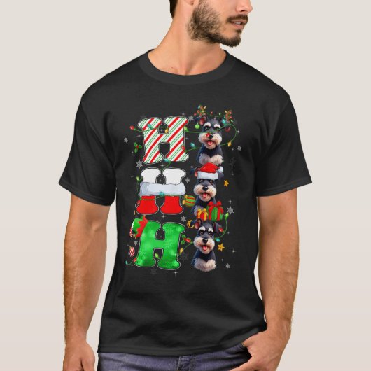 T-shirt Hohoho Schnauzer Chien Père Noël Elf Casquette Rei (Devant)