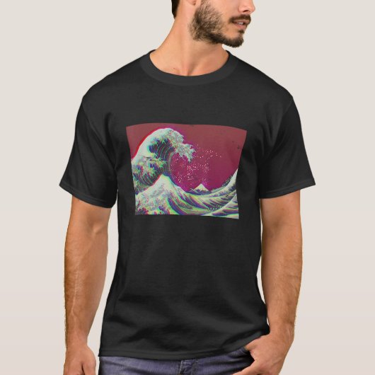 T-shirt Hokusai Grande Vague Retro Moderne Look (Devant)