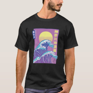 T-shirt Hokusai Rétro Vaporwave Esthétique Grande Vague