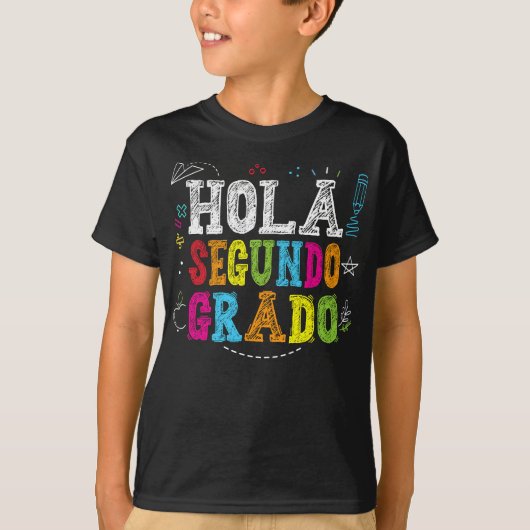 T-shirt Hola Segundo Grado Espagnol Enfants Retour À L'Éco (Devant)