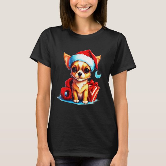 T-shirt Holiday Chihuahua Cute Christmas Dog Design (Devant)