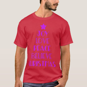 T-shirt Holiday Christian Christmas Tree Joy Love Peace Be