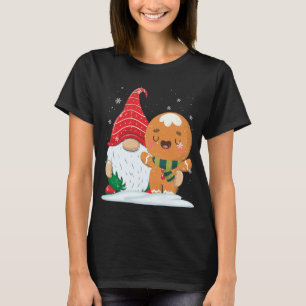 T-shirt Holiday Gnome with Candy Cane and Gingerbread Chri