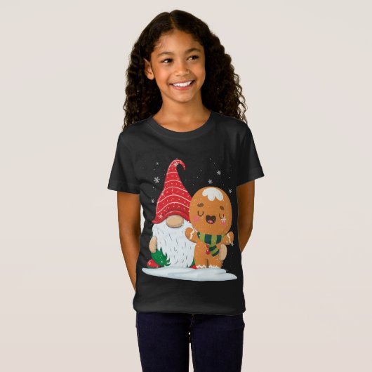 T-Shirt Holiday Gnome with Candy Cane and Gingerbread Chri (Devant entier)