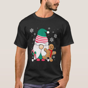 T-shirt Holiday Gnome with Candy Cane and Gingerbread Chri