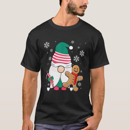 T-shirt Holiday Gnome with Candy Cane and Gingerbread Chri (Devant)