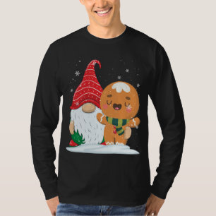 T-shirt Holiday Gnome with Candy Cane and Gingerbread Chri
