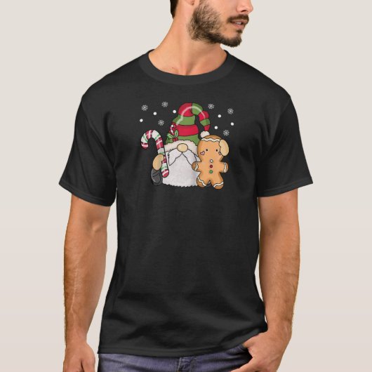 T-shirt Holiday Gnome with Candy Cane and Gingerbread Chri (Devant)