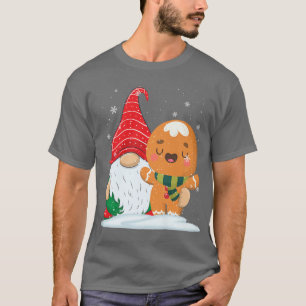 T-shirt Holiday Gnome with Candy Cane and Gingerbread Chri
