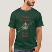 T-shirt Holiday Trombone Joyeux Noël Merry Music (Devant)