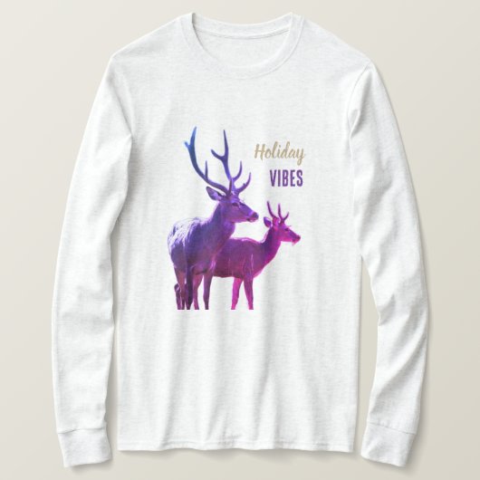 T-shirt Holiday Vibes Deers Long Sleeves Top (Design devant)