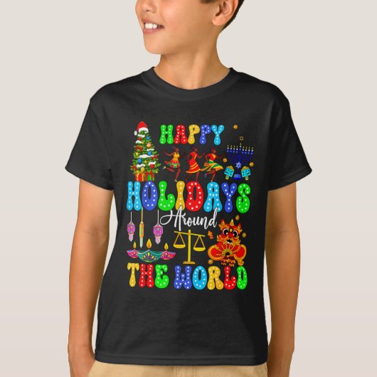 T-shirt Holidays Around World Xmas Hanukkah Kwanzaa Diwali (Devant)