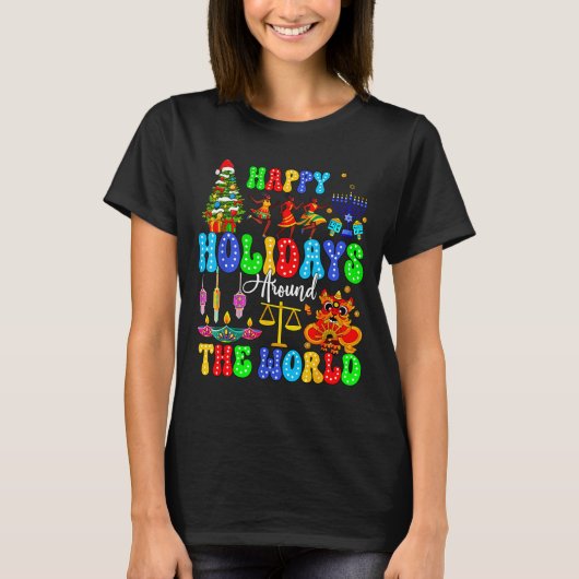T-shirt Holidays Around World Xmas Hanukkah Kwanzaa Diwali (Devant)
