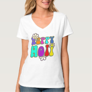T-shirt holiES - HAPPY HOLI fleurs de contour 1