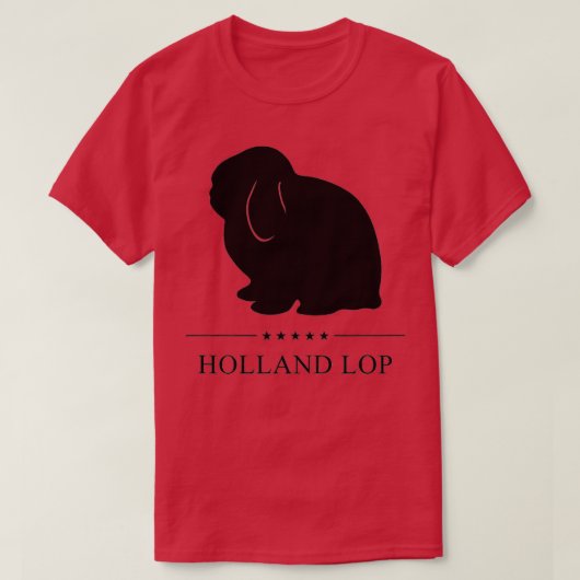 T-shirt Holland Lop Rabbit Black Silhouette (Design devant)