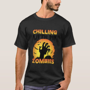 T-shirt Holloween Chilling Avec Mes Zombies Drôle Dire Cl