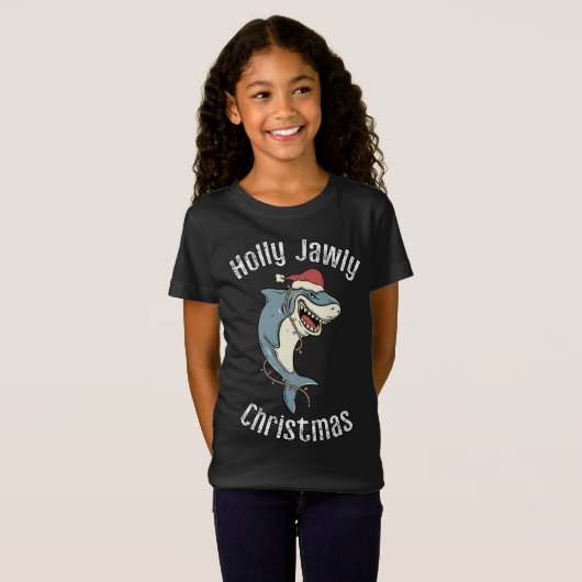 T-Shirt Holly Jawly Noël Funny Père Noël Shark Xmas Shark (Devant entier)