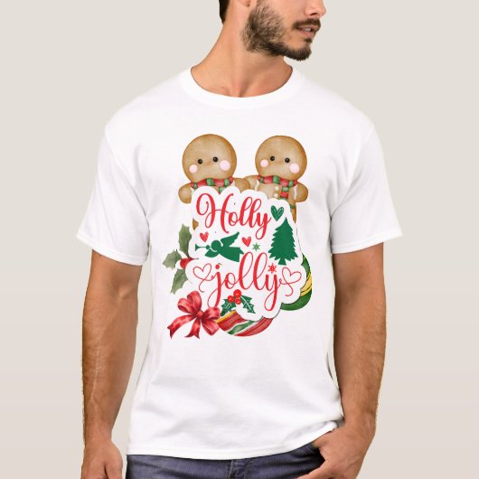 T-shirt Holly Jolly Gingerbread (Devant)