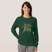 T-shirt Holly Jolly Green Joyeux manches longues de Noël (Devant entier)