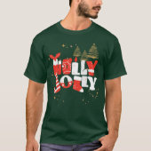 T-shirt Holly Jolly Rouge Blanc Or Noël hiver (Devant)