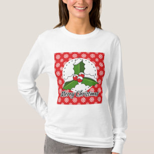 T-shirt Holly on Red White Snowflakes
