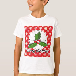 T-shirt Holly on Red White Snowflakes