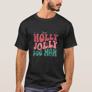 T-shirt Holly Xmas Jolly Chien Maman Retro Super Noël Tr