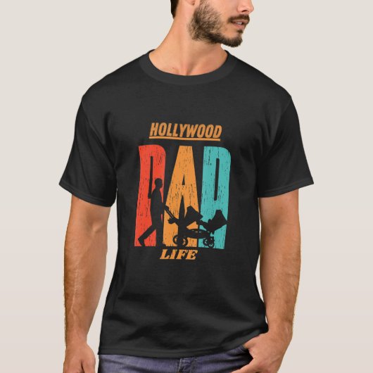 T-shirt Hollywood Native Funny State Drapeau Papa Parent B (Devant)