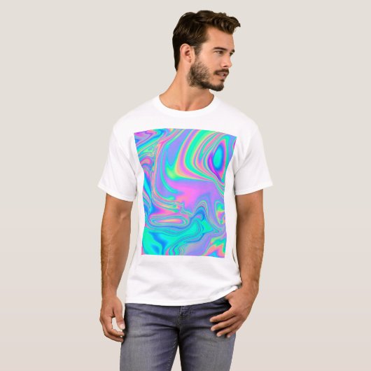 T-shirt Holographie Iridescente : Neon Marbled Texture (Devant entier)
