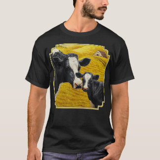 T-shirt Holstein Cow et Cute Calf Cattle Farmer Art