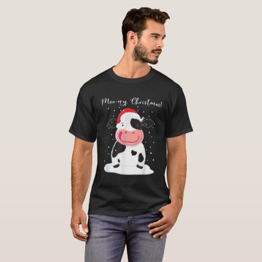 T-shirt Holstein Cow souhaite Joyeux Noël Classique T-Shir (Devant entier)
